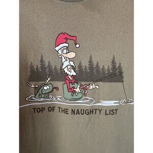Fishing Fisherman Santa Christmas Holidays Naughty List T-shirt Men’s Large